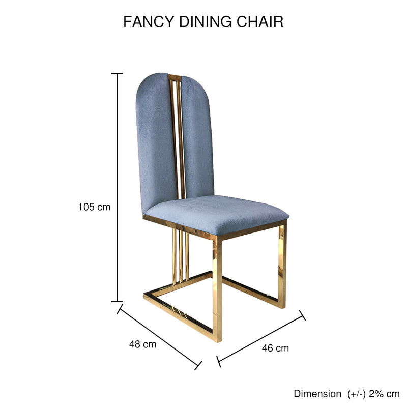 2X Dining Chair Stainless Gold Frame & Seat Blue Fabric - Furniture > Bar Stools & Chairs - Rivercity House & Home Co. (ABN 18 642 972 209) - Affordable Modern Furniture Australia