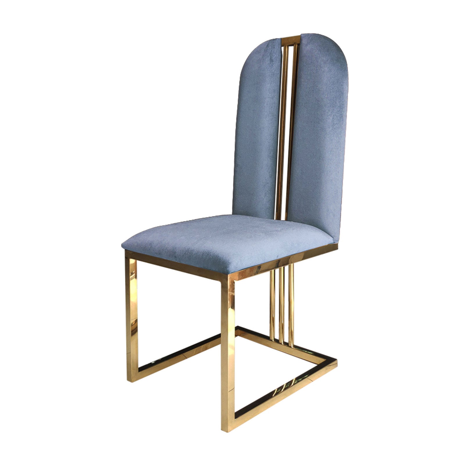 2X Dining Chair Stainless Gold Frame & Seat Blue Fabric - Furniture > Bar Stools & Chairs - Rivercity House & Home Co. (ABN 18 642 972 209) - Affordable Modern Furniture Australia