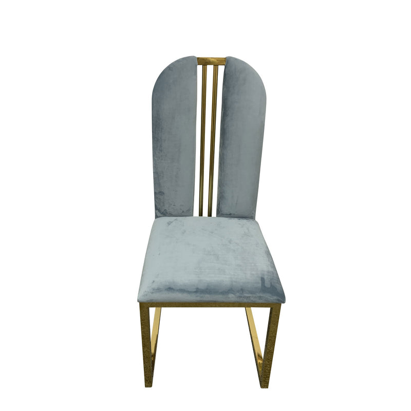 2X Dining Chair Stainless Gold Frame & Seat Blue Fabric - Furniture > Bar Stools & Chairs - Rivercity House & Home Co. (ABN 18 642 972 209) - Affordable Modern Furniture Australia