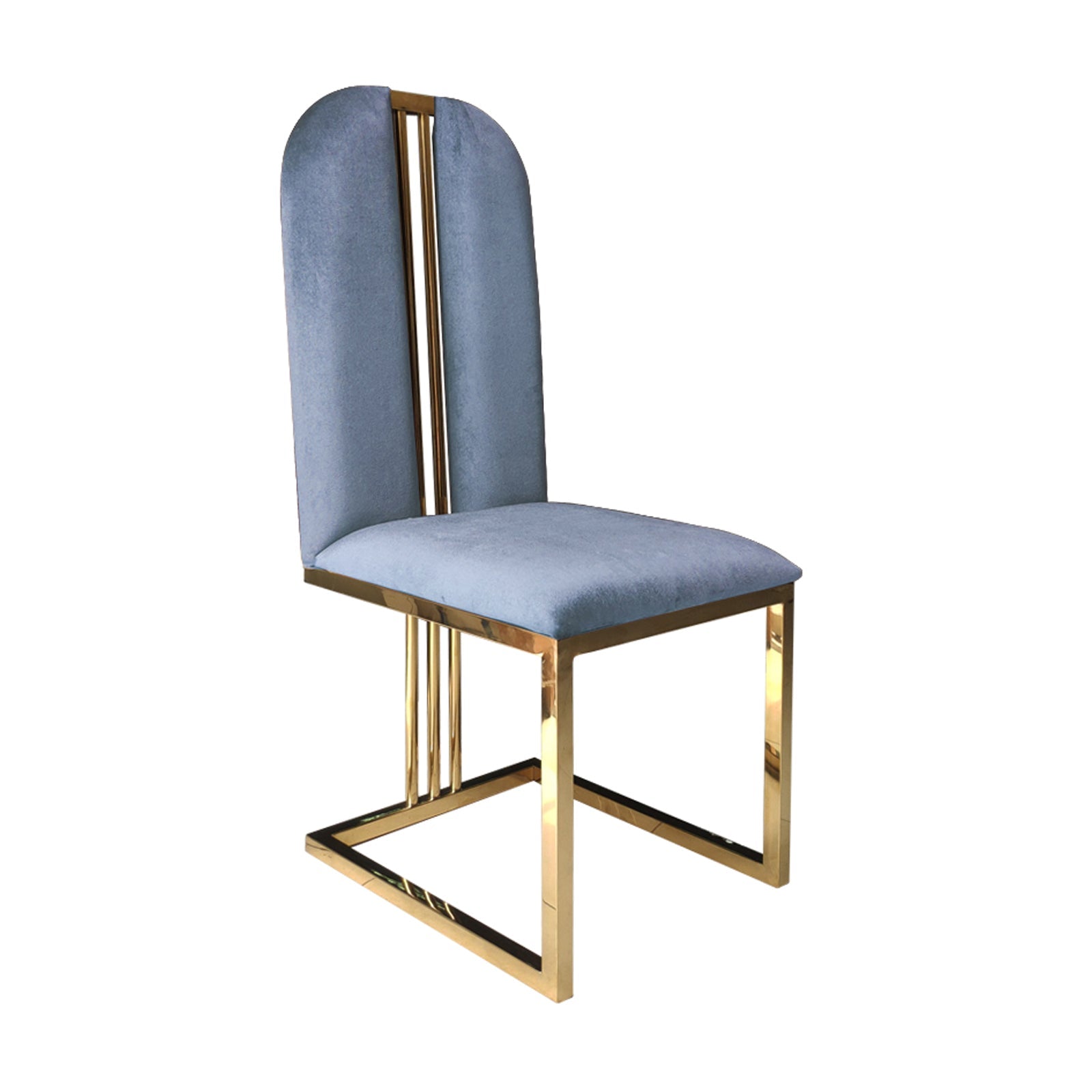 2X Dining Chair Stainless Gold Frame & Seat Blue Fabric - Furniture > Bar Stools & Chairs - Rivercity House & Home Co. (ABN 18 642 972 209) - Affordable Modern Furniture Australia