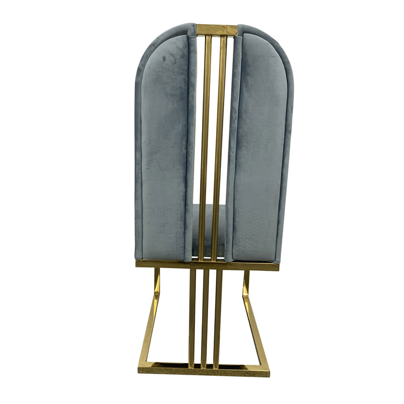 2X Dining Chair Stainless Gold Frame & Seat Blue Fabric - Furniture > Bar Stools & Chairs - Rivercity House & Home Co. (ABN 18 642 972 209) - Affordable Modern Furniture Australia