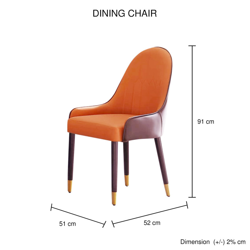 2X Dining Chairs Orange Colour Premium Leatherette Carbon Steel Frame Firm Support - Furniture > Dining - Rivercity House & Home Co. (ABN 18 642 972 209) - Affordable Modern Furniture Australia