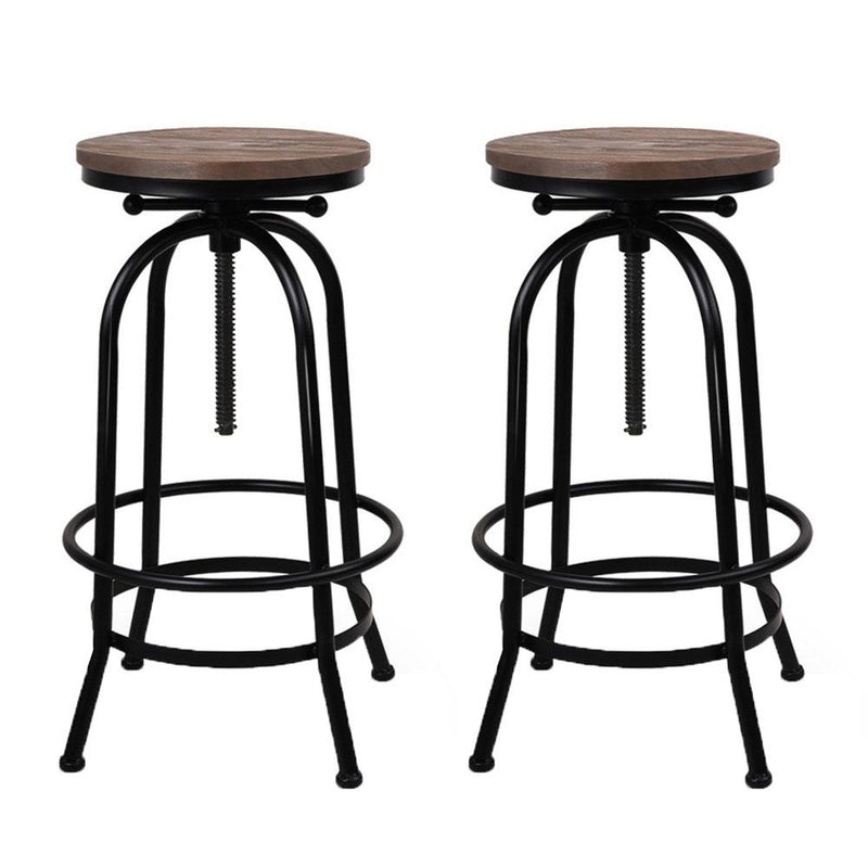 2x Kitchen Bar Stools Vintage Bar Stool Retro Rustic Industrial Chairs - Furniture - Rivercity House And Home Co.