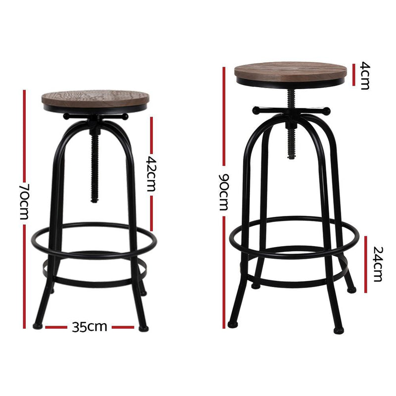 2x Kitchen Bar Stools Vintage Bar Stool Retro Rustic Industrial Chairs - Furniture - Rivercity House And Home Co.