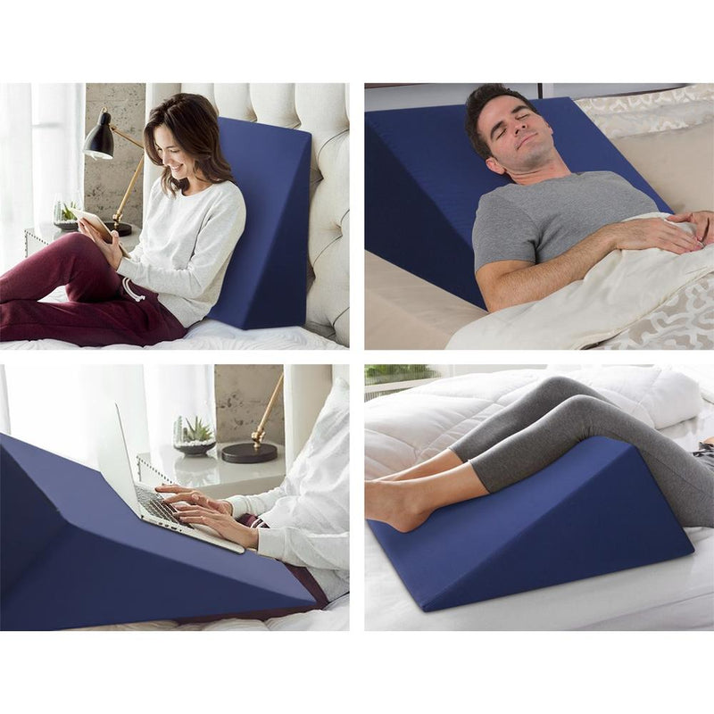 2X Memory Foam Wedge Pillows Neck Back Support with Cover Waterproof Blue - Rivercity House & Home Co. (ABN 18 642 972 209) - Affordable Modern Furniture Australia