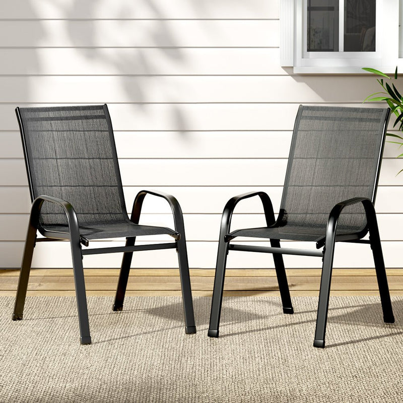 2X Outdoor Stackable Chairs Lounge Chair Bistro Set Patio Furniture - Furniture > Outdoor - Rivercity House & Home Co. (ABN 18 642 972 209) - Affordable Modern Furniture Australia