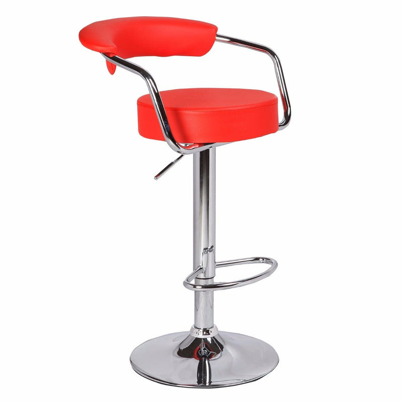 2X Red Bar Stools Faux Leather High Back Adjustable Crome Base Gas Lift Swivel Chairs - Rivercity House & Home Co. (ABN 18 642 972 209) - Affordable Modern Furniture Australia