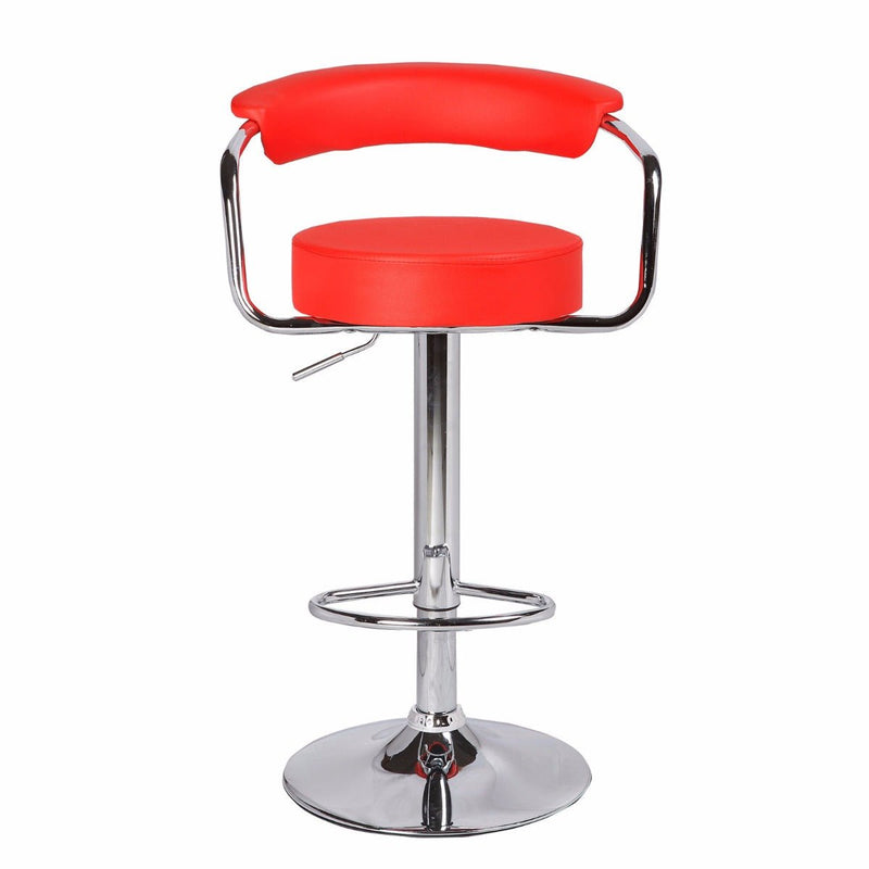 2X Red Bar Stools Faux Leather High Back Adjustable Crome Base Gas Lift Swivel Chairs - Rivercity House & Home Co. (ABN 18 642 972 209) - Affordable Modern Furniture Australia