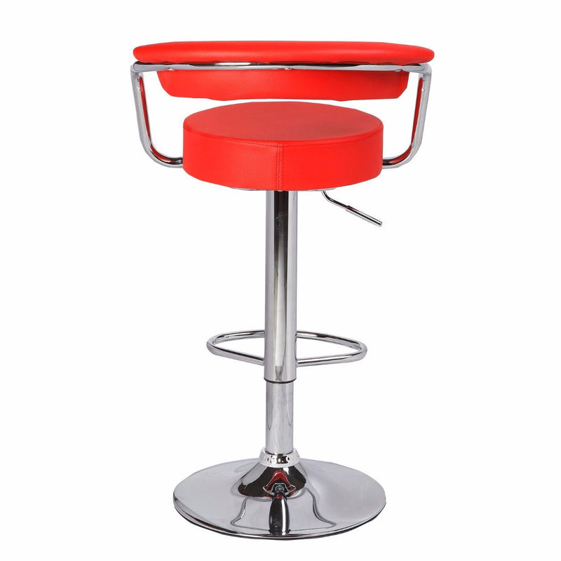 2X Red Bar Stools Faux Leather High Back Adjustable Crome Base Gas Lift Swivel Chairs - Rivercity House & Home Co. (ABN 18 642 972 209) - Affordable Modern Furniture Australia