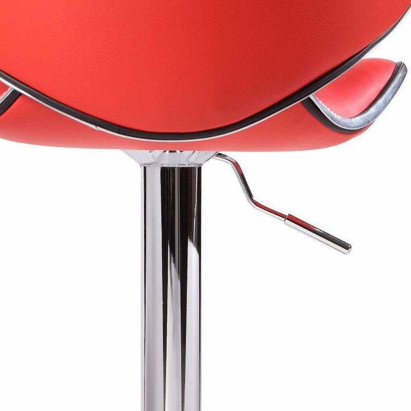 2X Red Bar Stools Faux Leather Mid High Back Adjustable Crome Base Gas Lift Swivel Chairs - Rivercity House & Home Co. (ABN 18 642 972 209) - Affordable Modern Furniture Australia