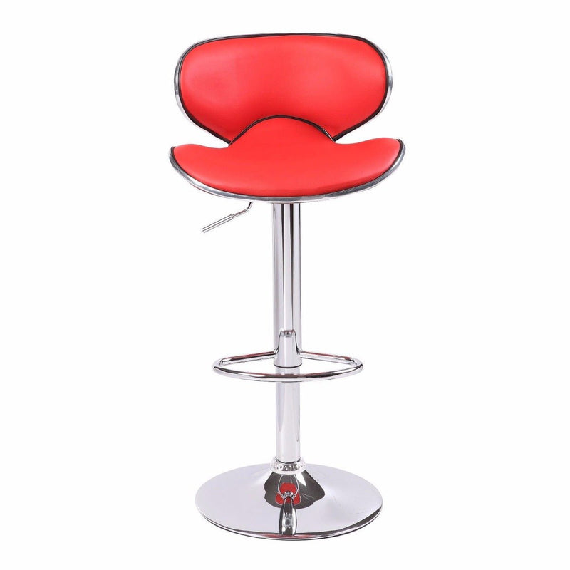 2X Red Bar Stools Faux Leather Mid High Back Adjustable Crome Base Gas Lift Swivel Chairs - Rivercity House & Home Co. (ABN 18 642 972 209) - Affordable Modern Furniture Australia