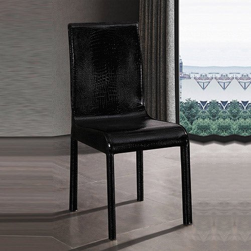 2x Steel Frame Black Leatherette Medium High Backrest Dining Chairs with Wooden legs - Furniture > Dining - Rivercity House & Home Co. (ABN 18 642 972 209) - Affordable Modern Furniture Australia