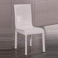 Set of 2 Steel Frame White Leatherette Medium High Backrest Dining Chairs with Wooden legs