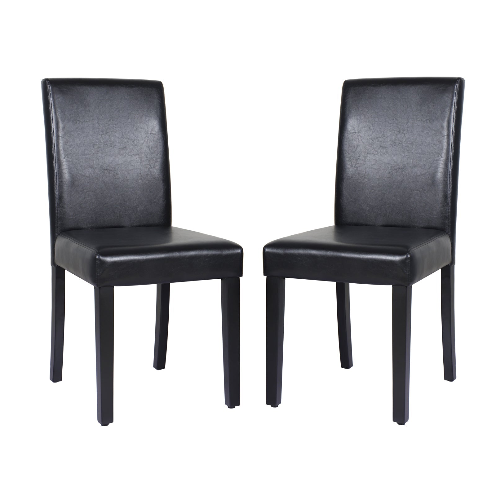 2x Wooden Frame Black Leatherette Dining Chairs with Solid Pine Legs - Furniture > Dining - Rivercity House & Home Co. (ABN 18 642 972 209) - Affordable Modern Furniture Australia