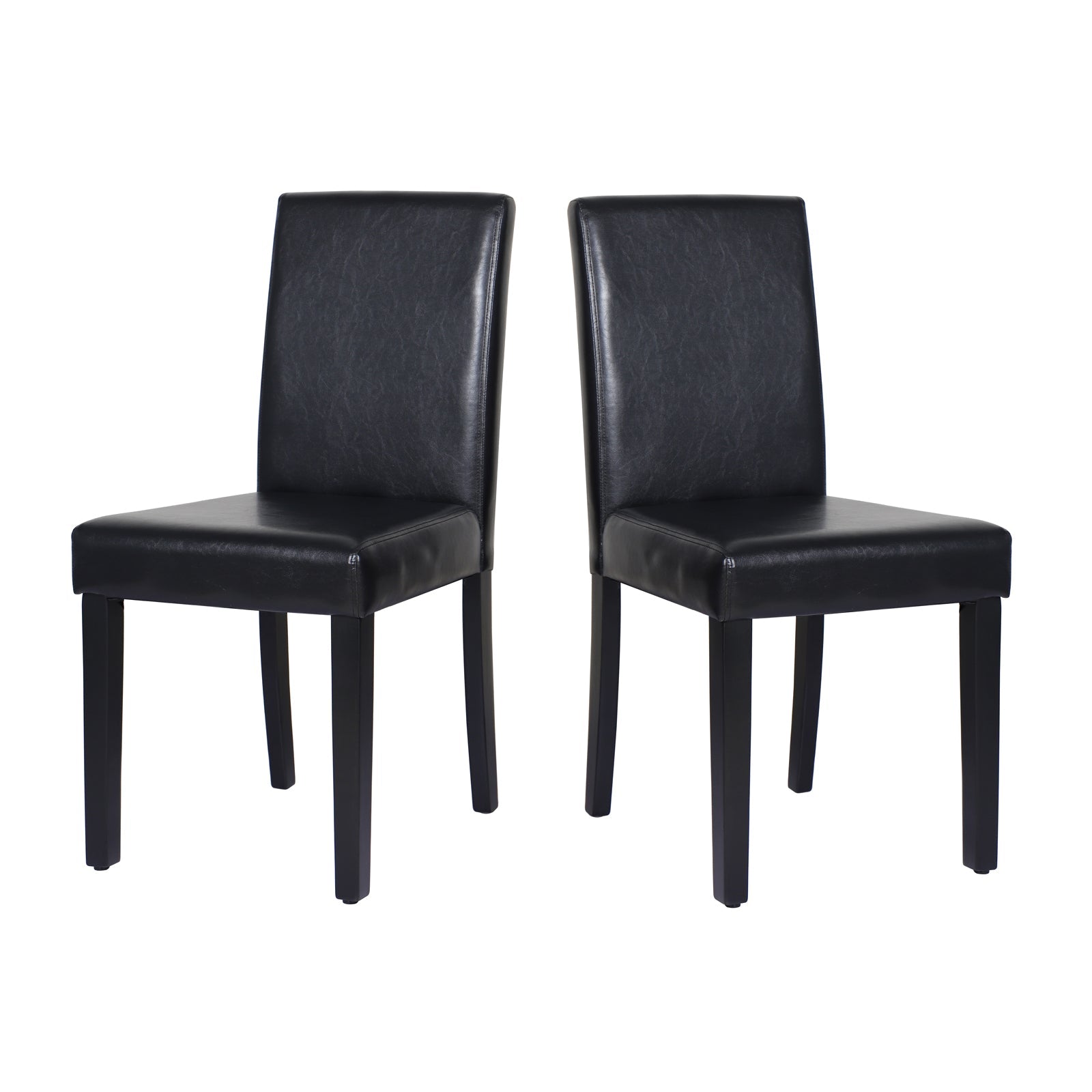 2x Wooden Frame Black Leatherette Dining Chairs with Solid Pine Legs - Furniture > Dining - Rivercity House & Home Co. (ABN 18 642 972 209) - Affordable Modern Furniture Australia