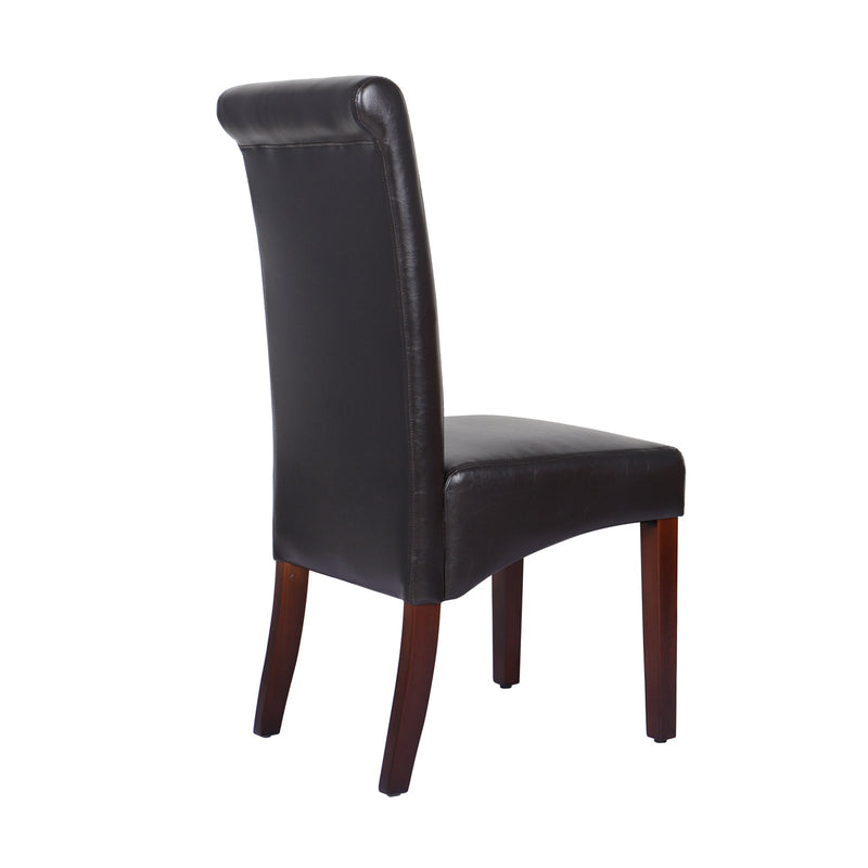 2x Wooden Frame Brown Leatherette Dining Chairs with Solid Pine Legs - Furniture > Dining - Rivercity House & Home Co. (ABN 18 642 972 209) - Affordable Modern Furniture Australia