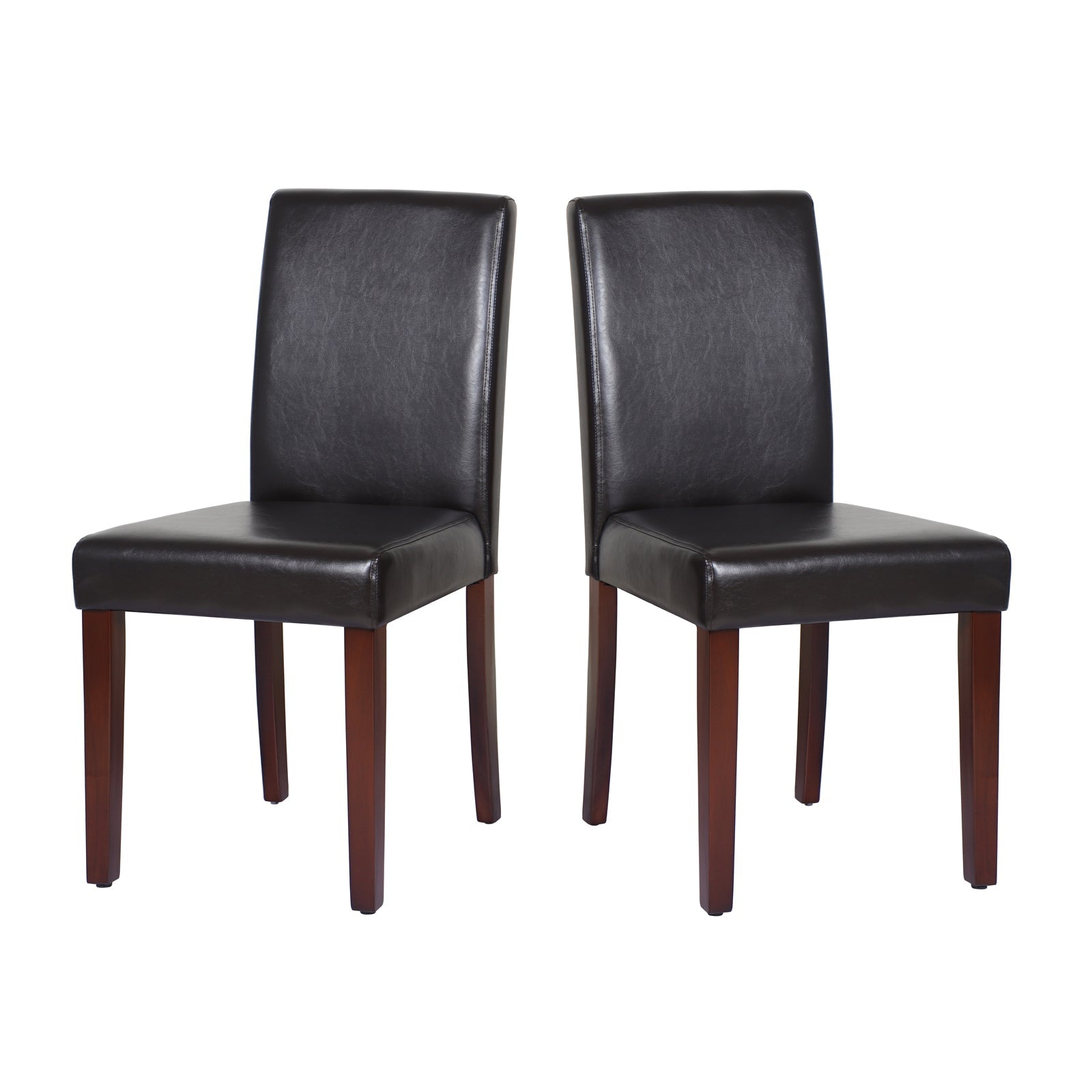 2x Wooden Frame Brown Leatherette Dining Chairs with Solid Pine Legs - Furniture > Dining - Rivercity House & Home Co. (ABN 18 642 972 209) - Affordable Modern Furniture Australia