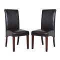 Set of 2 Wooden Frame Brown Leatherette Dining Chairs with Solid Pine Legs