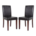 Set of 2 Wooden Frame Brown Leatherette Dining Chairs with Solid Pine Legs