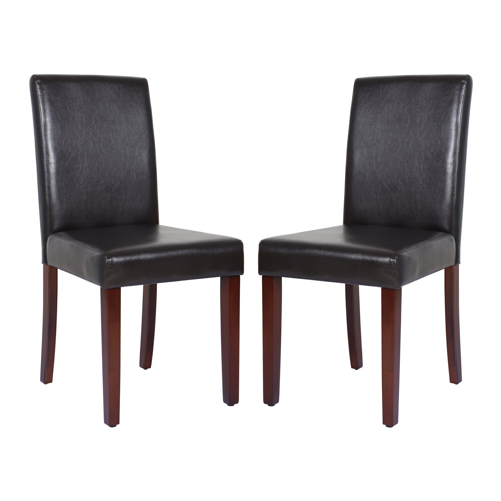 2x Wooden Frame Brown Leatherette Dining Chairs with Solid Pine Legs - Furniture > Dining - Rivercity House & Home Co. (ABN 18 642 972 209) - Affordable Modern Furniture Australia