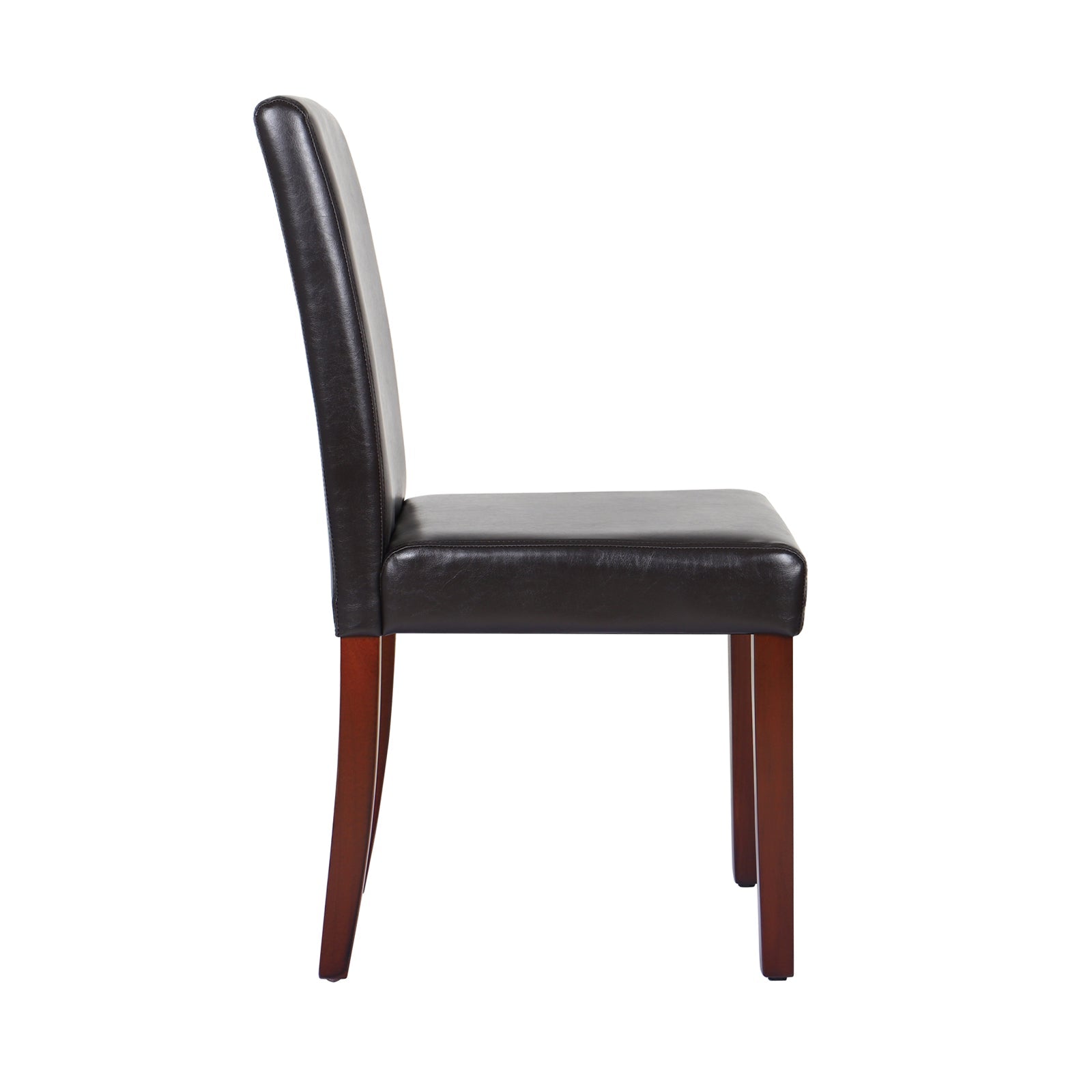 2x Wooden Frame Brown Leatherette Dining Chairs with Solid Pine Legs - Furniture > Dining - Rivercity House & Home Co. (ABN 18 642 972 209) - Affordable Modern Furniture Australia