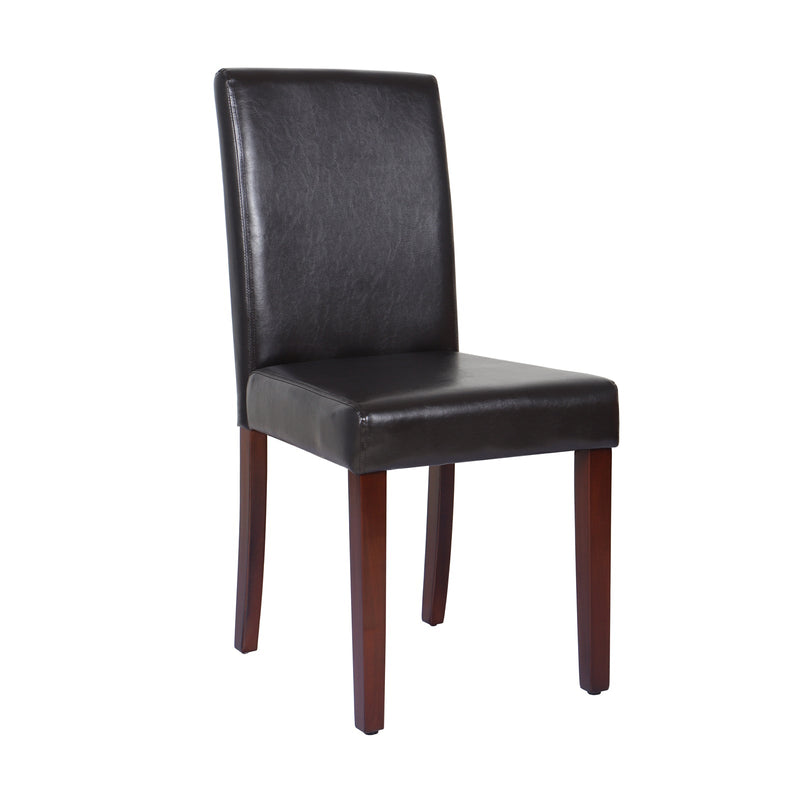 2x Wooden Frame Brown Leatherette Dining Chairs with Solid Pine Legs - Furniture > Dining - Rivercity House & Home Co. (ABN 18 642 972 209)