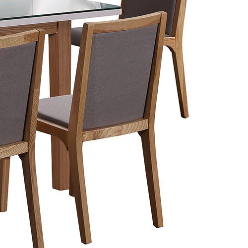 2x Wooden Frame Leatherette In Gray Fabric Dining Chairs with Wooden Legs - Furniture > Dining - Rivercity House & Home Co. (ABN 18 642 972 209) - Affordable Modern Furniture Australia