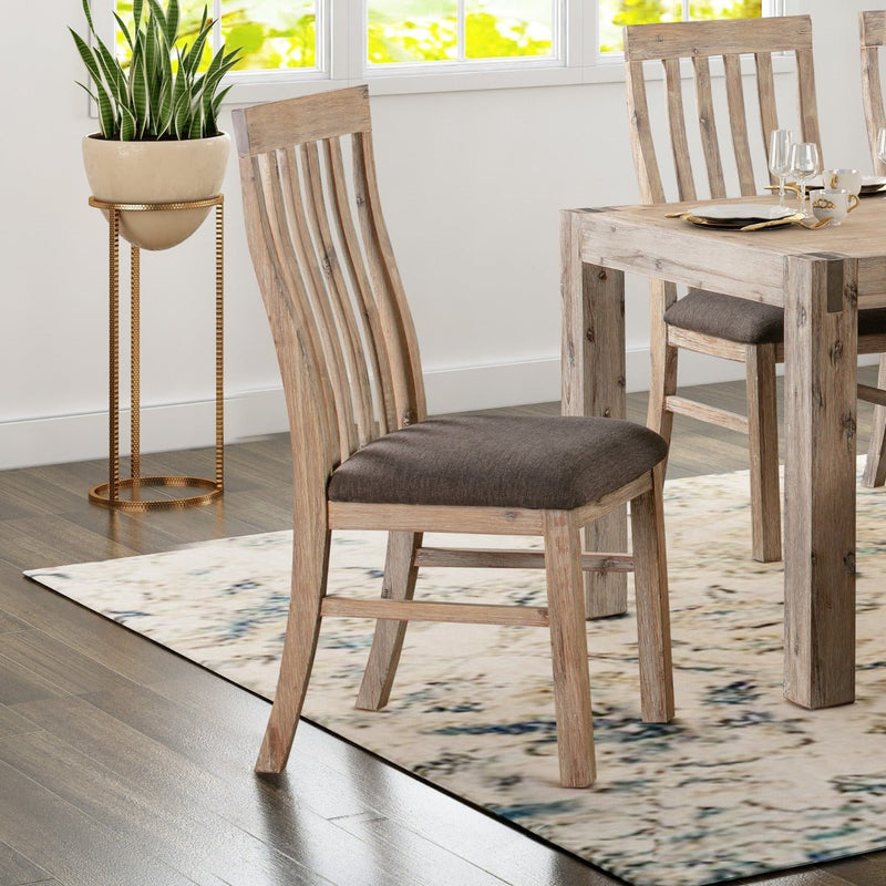2x Wooden Frame Leatherette in Solid Acacia Wood & Veneer Dining Chairs in Oak Colour - Furniture > Dining - Rivercity House & Home Co. (ABN 18 642 972 209) - Affordable Modern Furniture Australia