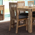 Set of 2 Wooden Frame Leatherette in Solid Wood Acacia & Veneer Dining Chairs in Oak Colour