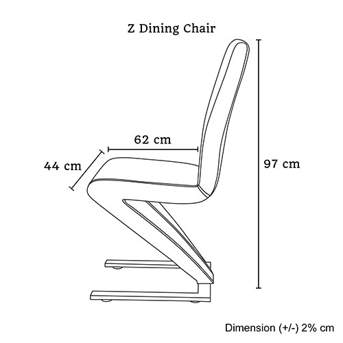 2x Z Shape Black Leatherette Dining Chairs with Stainless Base - Furniture > Dining - Rivercity House & Home Co. (ABN 18 642 972 209) - Affordable Modern Furniture Australia