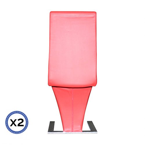 2x Z Shape Red Leatherette Dining Chairs with Stainless Base - Furniture > Dining - Rivercity House & Home Co. (ABN 18 642 972 209) - Affordable Modern Furniture Australia