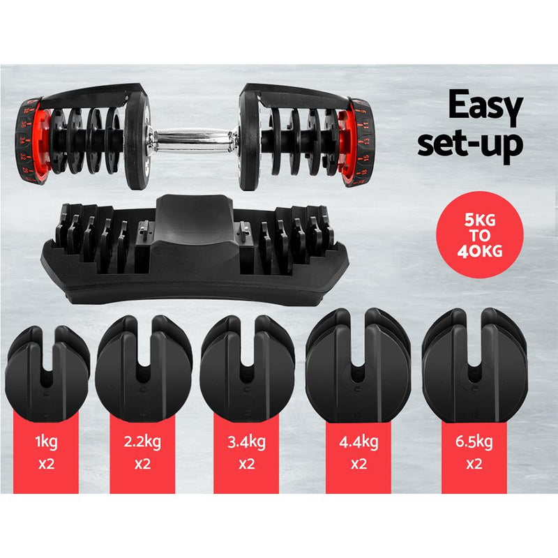 2x40KG Adjustable Dumbbell Weight Plates - Rivercity House & Home Co. (ABN 18 642 972 209) - Affordable Modern Furniture Australia