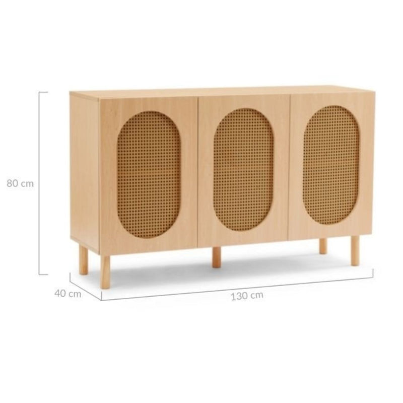 3 Door Rattan Sideboard in Maple - Rivercity House & Home Co. (ABN 18 642 972 209) - Affordable Modern Furniture Australia