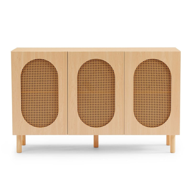 3 Door Rattan Sideboard in Maple - Rivercity House & Home Co. (ABN 18 642 972 209) - Affordable Modern Furniture Australia