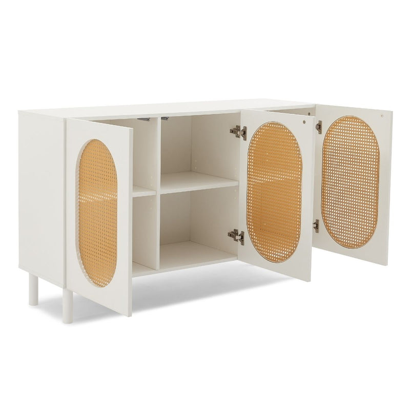 3 Door Rattan Sideboard in White - Rivercity House & Home Co. (ABN 18 642 972 209) - Affordable Modern Furniture Australia