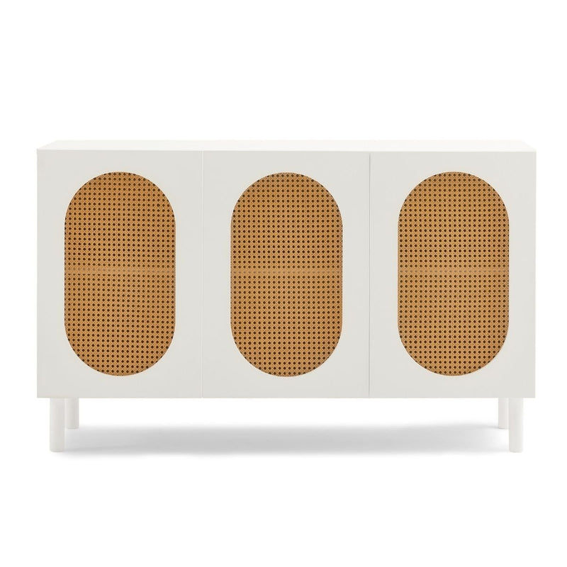 3 Door Rattan Sideboard in White - Rivercity House & Home Co. (ABN 18 642 972 209) - Affordable Modern Furniture Australia