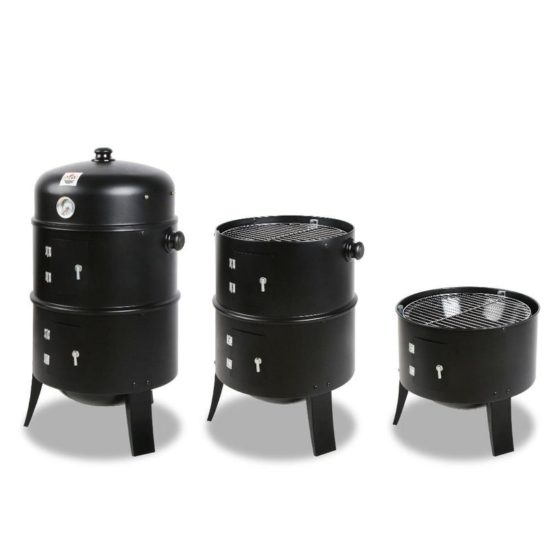 3-in-1 Charcoal BBQ Smoker - Black - Home & Garden - Rivercity House & Home Co. (ABN 18 642 972 209) - Affordable Modern Furniture Australia