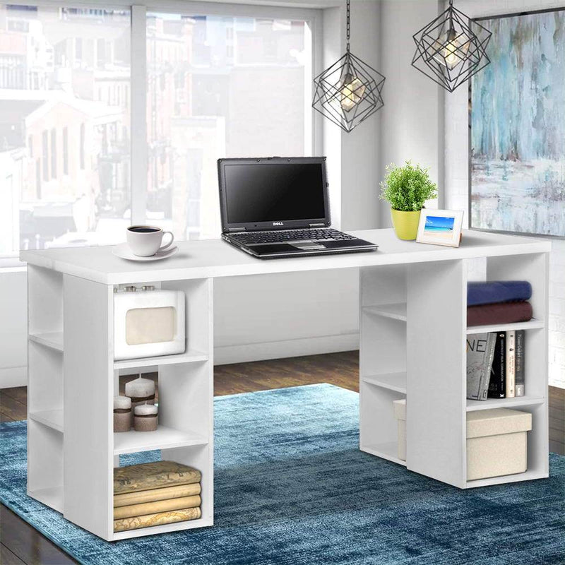 3 Level Desk with Storage & Bookshelf - White - Rivercity House & Home Co. (ABN 18 642 972 209) - Affordable Modern Furniture Australia