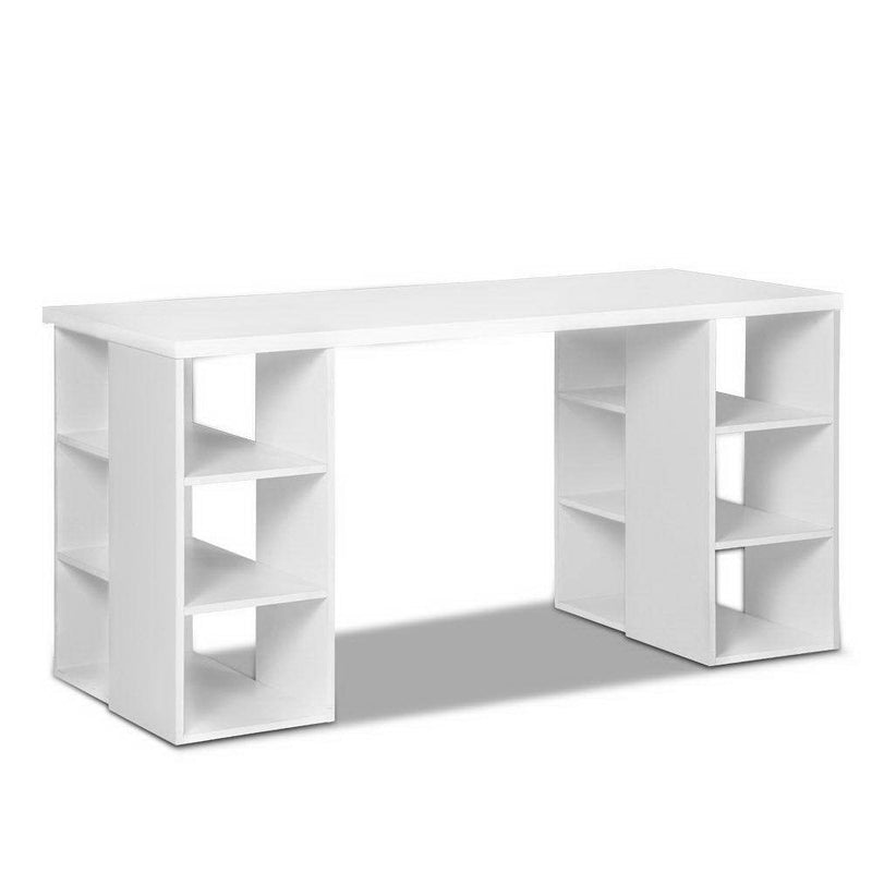 3 Level Desk with Storage & Bookshelf - White - Rivercity House & Home Co. (ABN 18 642 972 209) - Affordable Modern Furniture Australia