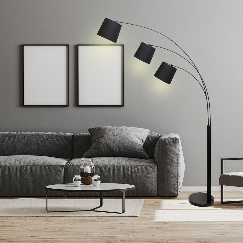 3-Light Arc Floor Lamp Adjustable Black 3 Shades - Home & Garden > Lighting - Rivercity House & Home Co. (ABN 18 642 972 209) - Affordable Modern Furniture Australia
