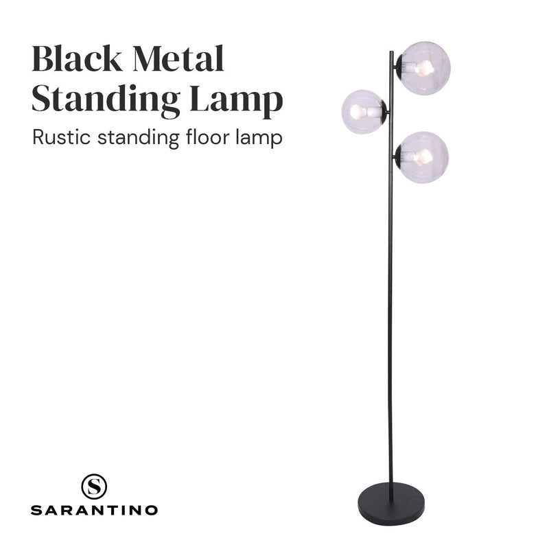 3-Light Black Metal Floor Lamp - Home & Garden > Lighting - Rivercity House & Home Co. (ABN 18 642 972 209) - Affordable Modern Furniture Australia