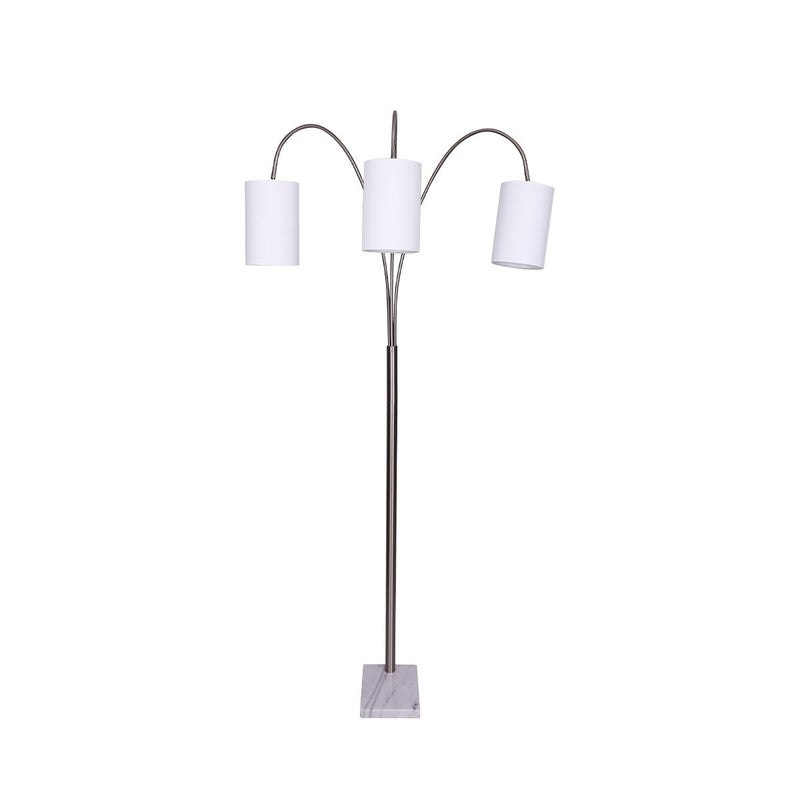 3-Light Metal Arc Floor Lamp - Nickel & Marble Finish - Home & Garden > Lighting - Rivercity House & Home Co. (ABN 18 642 972 209) - Affordable Modern Furniture Australia