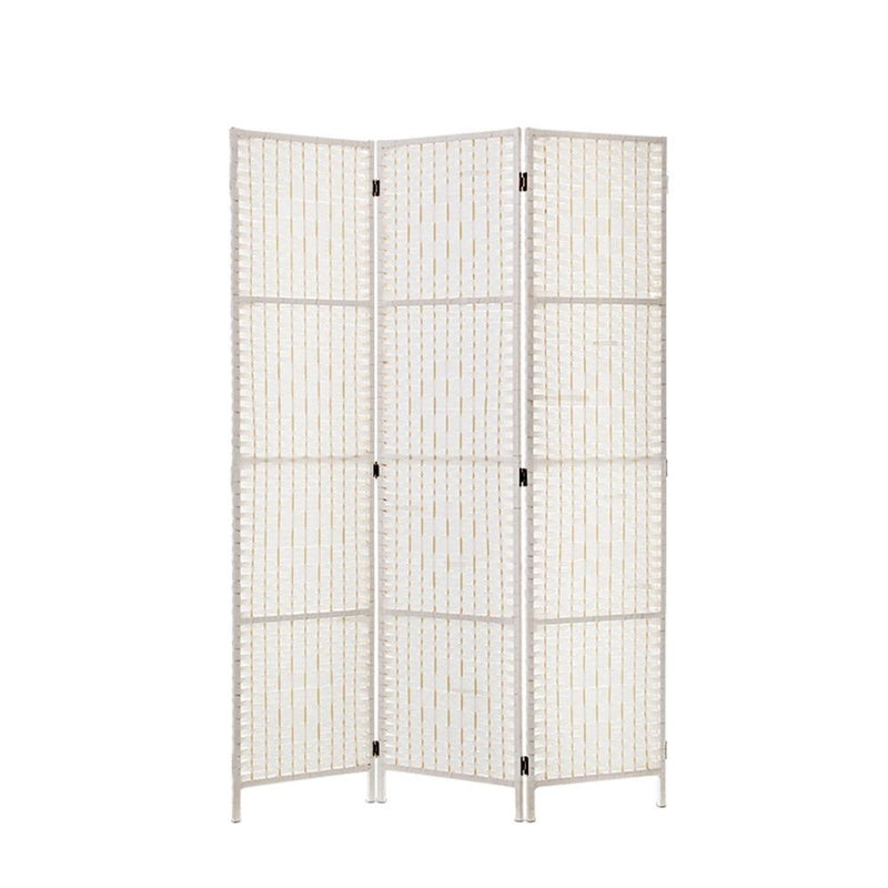 3 Panels Room Divider Screen Privacy Rattan Timber Fold Woven Stand White - Furniture > Living Room - Rivercity House & Home Co. (ABN 18 642 972 209) - Affordable Modern Furniture Australia