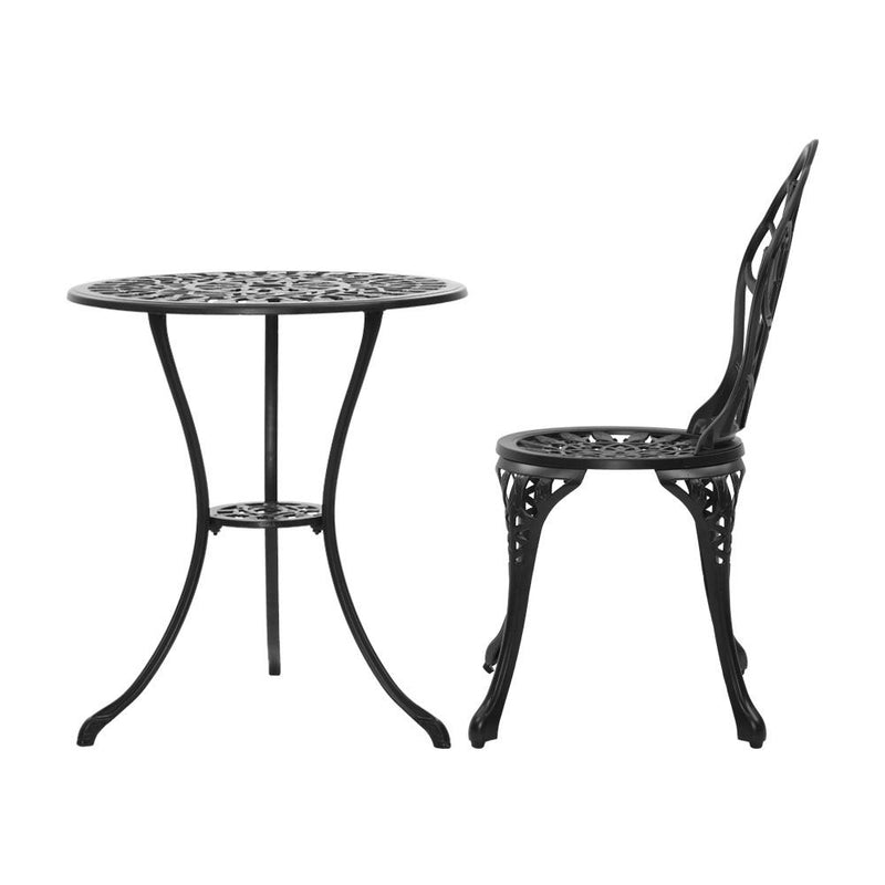 3 Piece Aluminium Bistro Setting (Black) - Furniture - Rivercity House & Home Co. (ABN 18 642 972 209) - Affordable Modern Furniture Australia