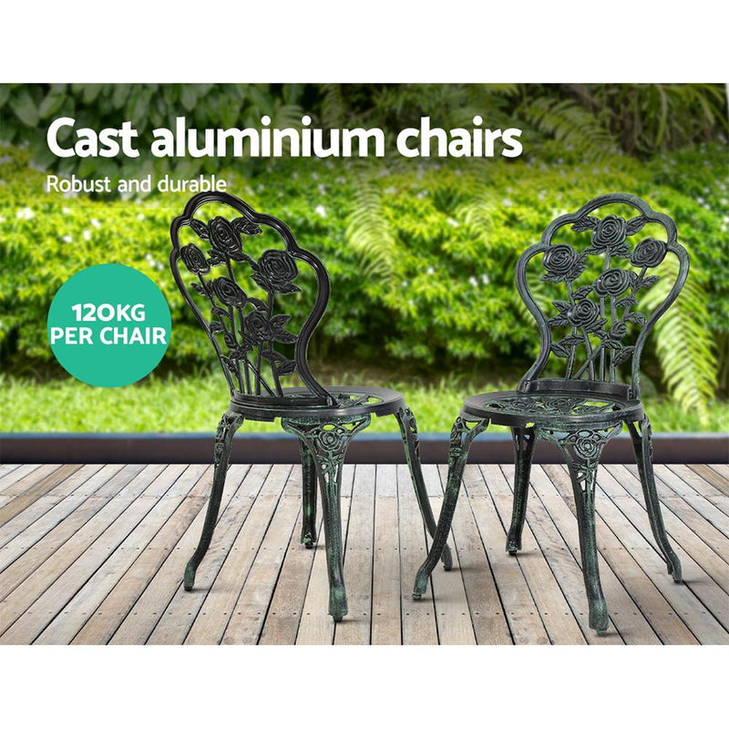 3 Piece Aluminium Bistro Setting (Rustic Green) - Furniture - Rivercity House & Home Co. (ABN 18 642 972 209) - Affordable Modern Furniture Australia