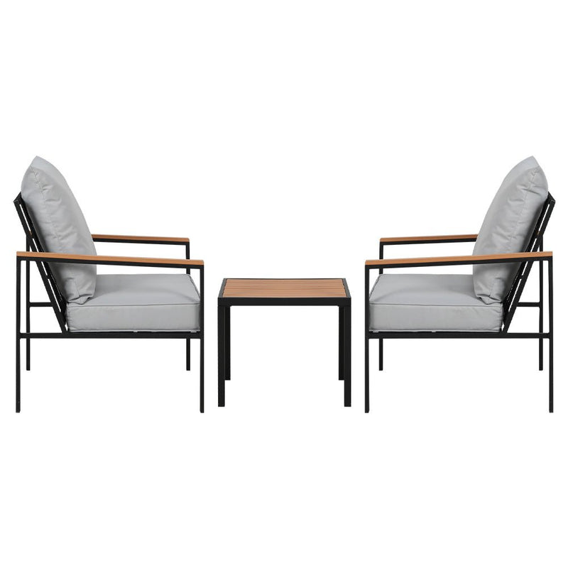 3 Piece Bistro Setting Black & Grey - Furniture > Outdoor - Rivercity House & Home Co. (ABN 18 642 972 209) - Affordable Modern Furniture Australia