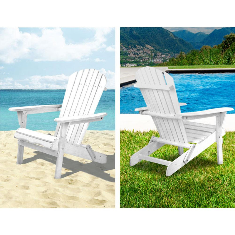 3 Piece Outdoor Adirondack Beach Chair and Table Set - White - Rivercity House & Home Co. (ABN 18 642 972 209) - Affordable Modern Furniture Australia