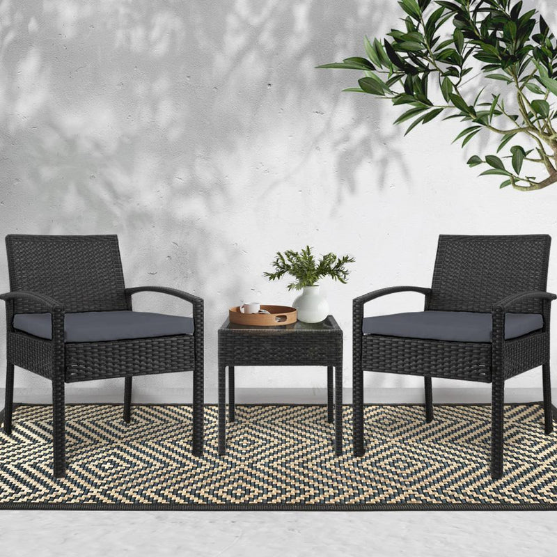 3 Piece Outdoor Set (Black) - Brand - Rivercity House & Home Co. (ABN 18 642 972 209) - Affordable Modern Furniture Australia