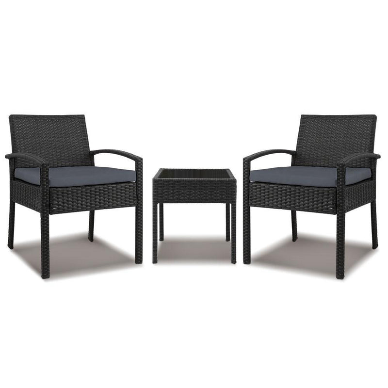 3 Piece Outdoor Set (Black) - Brand - Rivercity House & Home Co. (ABN 18 642 972 209) - Affordable Modern Furniture Australia