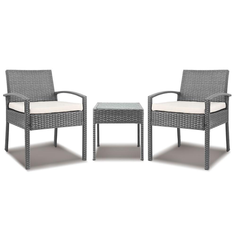 3 Piece Outdoor Set (Grey) - Brand - Rivercity House & Home Co. (ABN 18 642 972 209) - Affordable Modern Furniture Australia